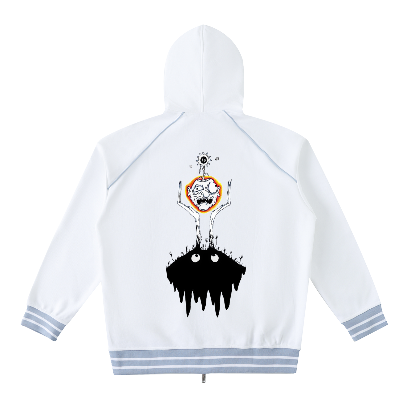 Striped Trim Zip-Up Hoodie "Made of we"