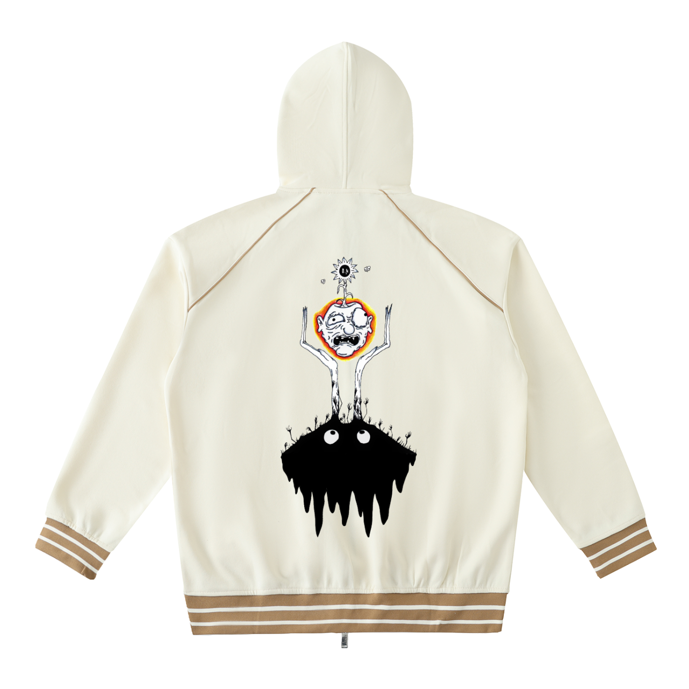 Striped Trim Zip-Up Hoodie "Made of we"