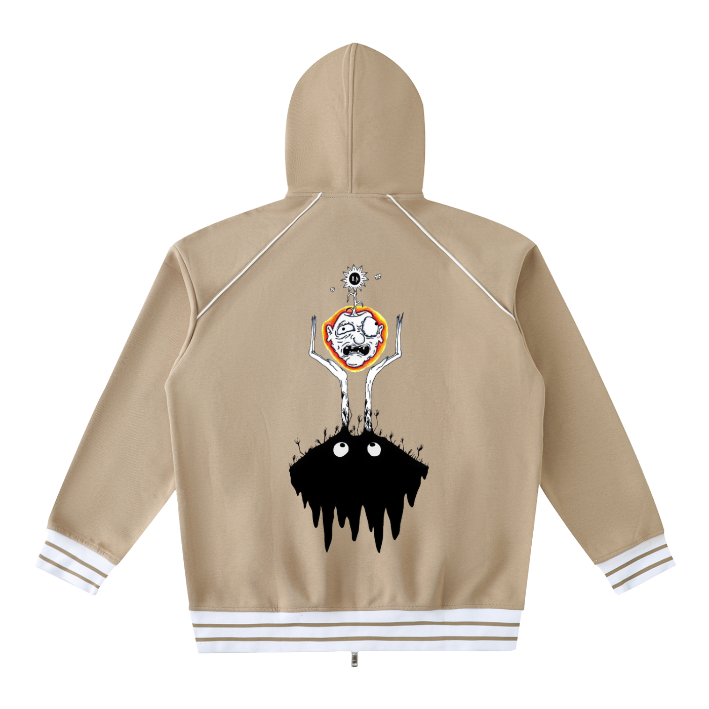 Striped Trim Zip-Up Hoodie "Made of we"