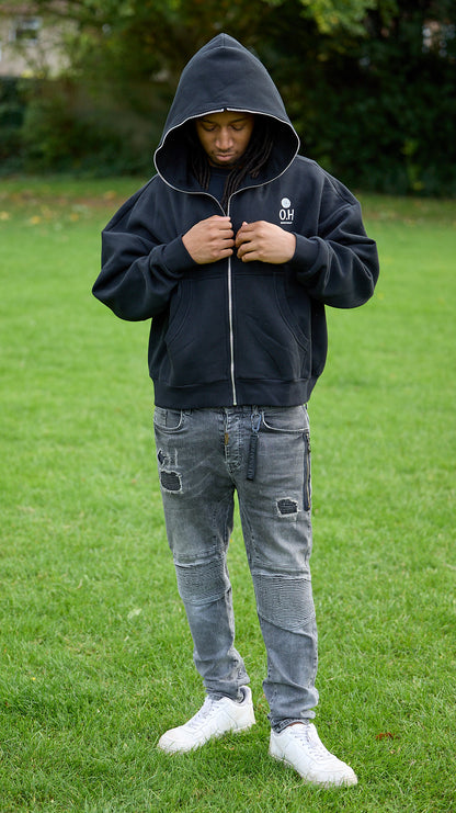 Fleeced Full-Zip Boxy Hoodie "Beyond"