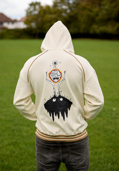 Striped Trim Zip-Up Hoodie "Made of we"