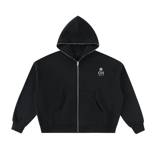 Fleeced Full-Zip Boxy Hoodie "Beyond"