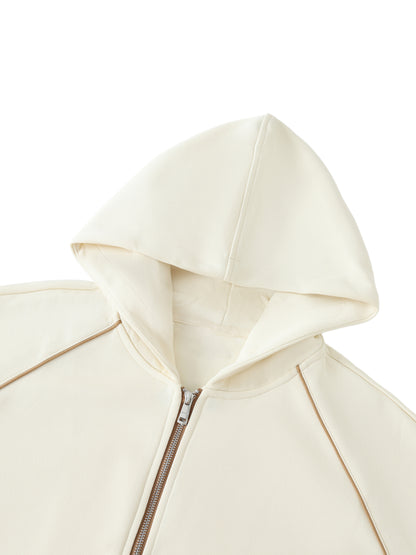 Striped Trim Zip-Up Hoodie "Made of we"