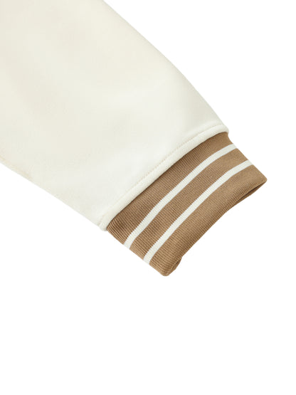 Striped Trim Zip-Up Hoodie "Made of we"