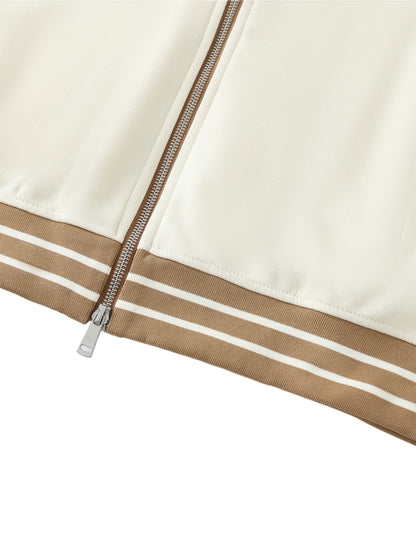 Striped Trim Zip-Up Hoodie "Made of we"